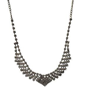 Vintage Elegant Rhinestone V-Shape Bib Necklace Statement Formal Jewelry Women